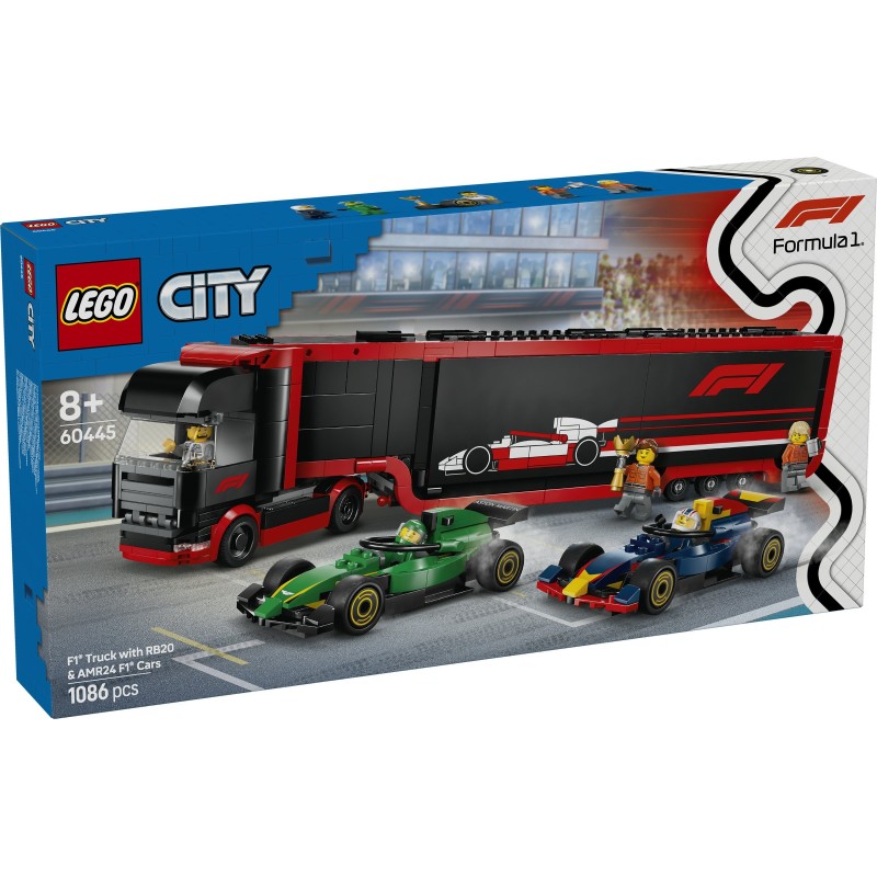Autotrasportatore F1® con monoposto RB20 e AMR24 F1® - Lego City 60445