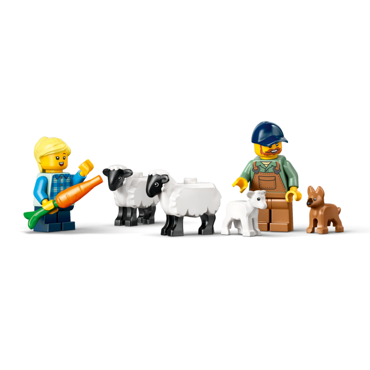 Trattore agricolo rosso con rimorchio e pecore - Lego City 60461
