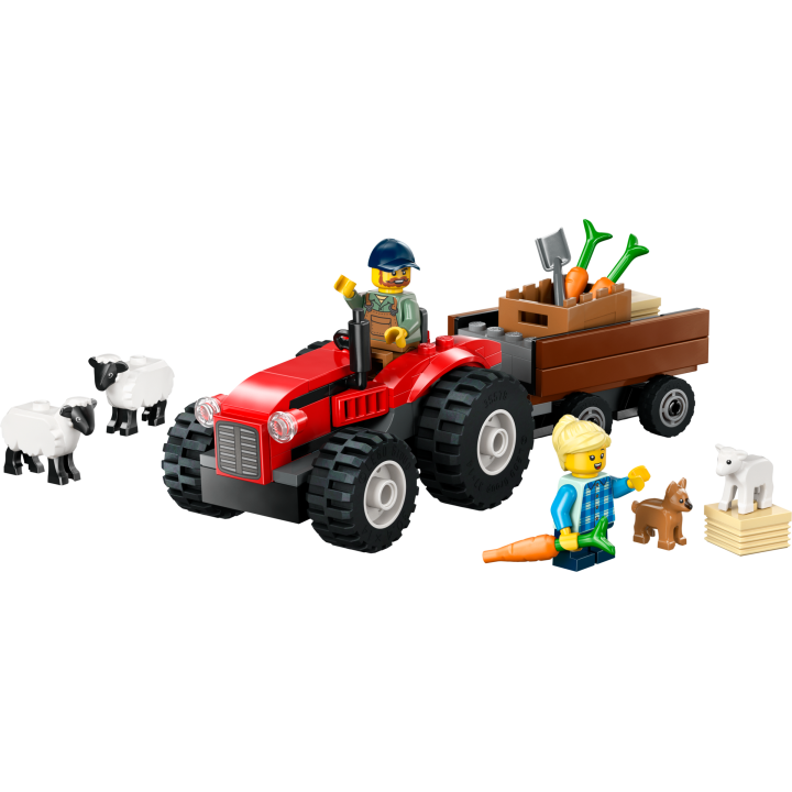 Trattore agricolo rosso con rimorchio e pecore - Lego City 60461