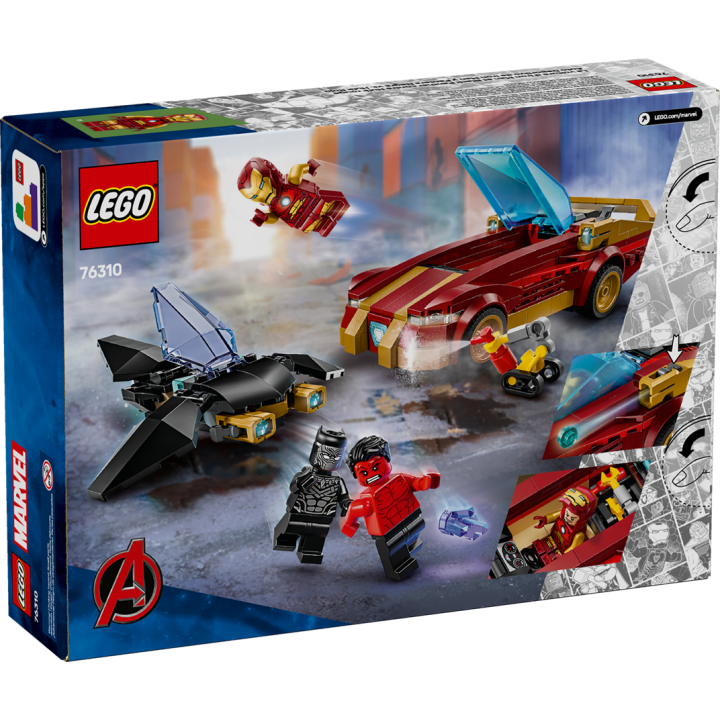 Auto di Iron Man Car e Black Panther contro Hulk rosso - Lego Marvel 76310